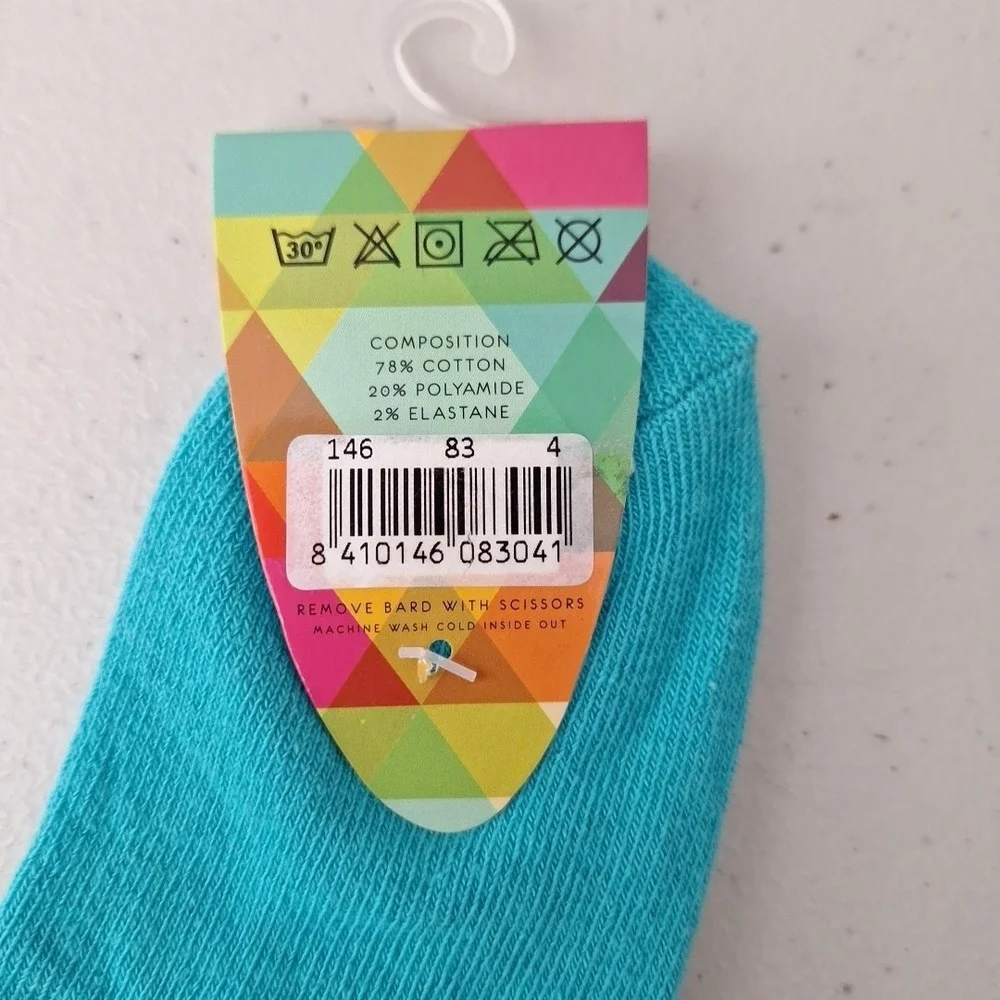 6-Pack ZUBII Kids Got Flair Youth Crew Socks Size 4 Teal Turquoise NWT